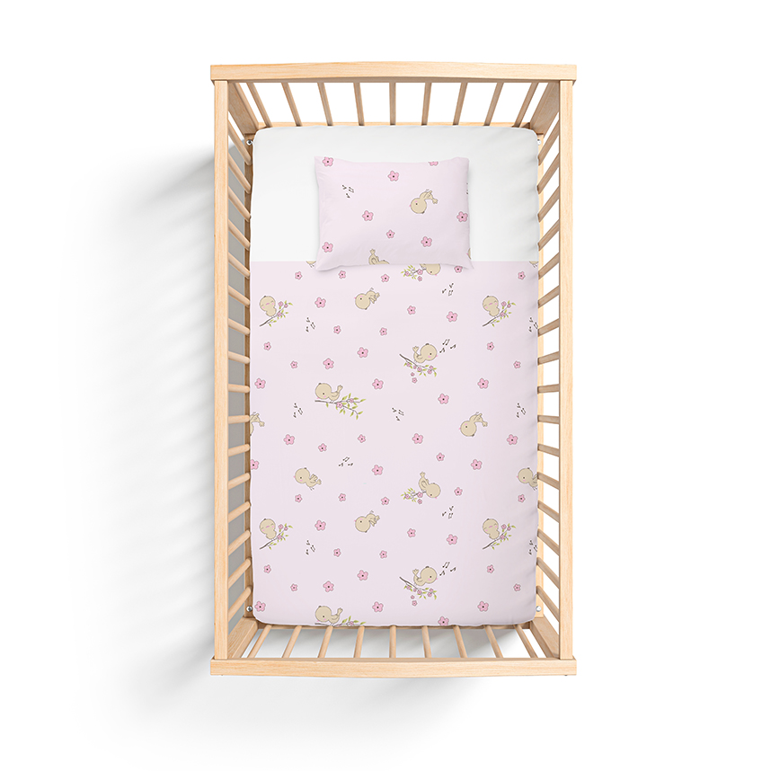 Jogo de Lençol Berço Convencional Bercinho Pássaro 3 Peças