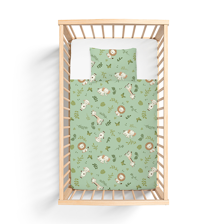 Jogo de Lençol Berço Convencional Bercinho Safari 3 Peças