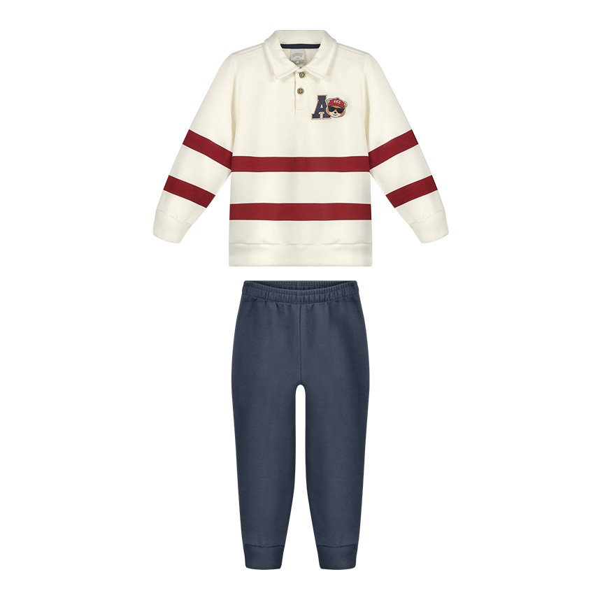 Conjunto Infantil Alakazoo Blusão Gola Polo  E Calça Moletom
