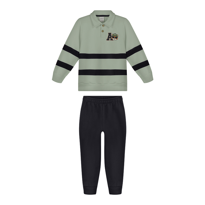 Conjunto Infantil Alakazoo Blusão Gola Polo  E Calça Moletom