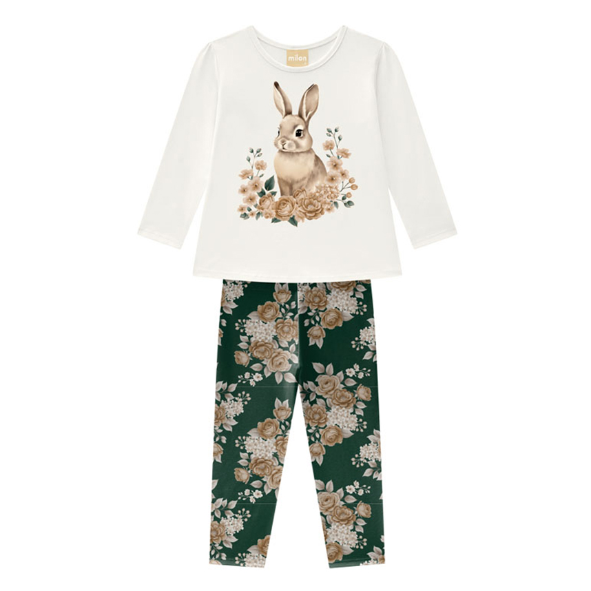 Conjunto Infantil Milon Blusa Longa Estampa Coelho e Legging