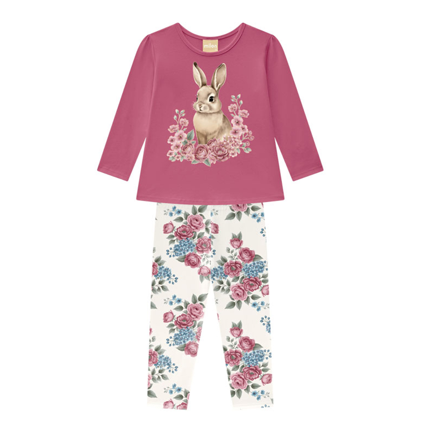Conjunto Infantil Milon Blusa Longa Estampa Coelho e Legging