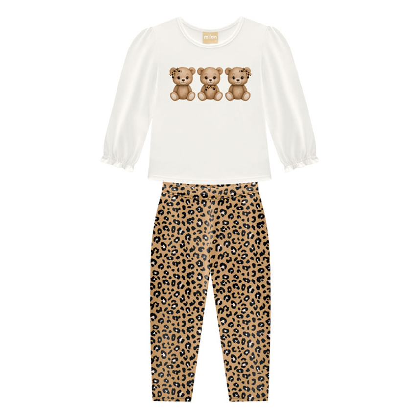 Conjunto Infantil Milon Blusa Manga Longa Urso e Calça