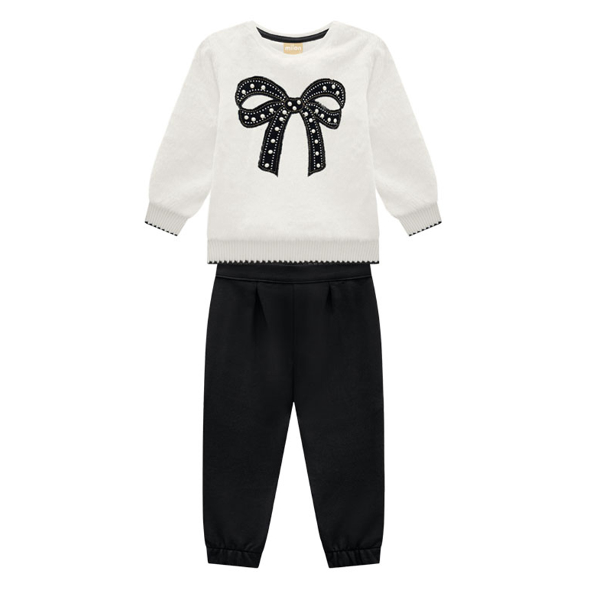 Conjunto Infantil Milon Blusão Bordado Laço e Calça