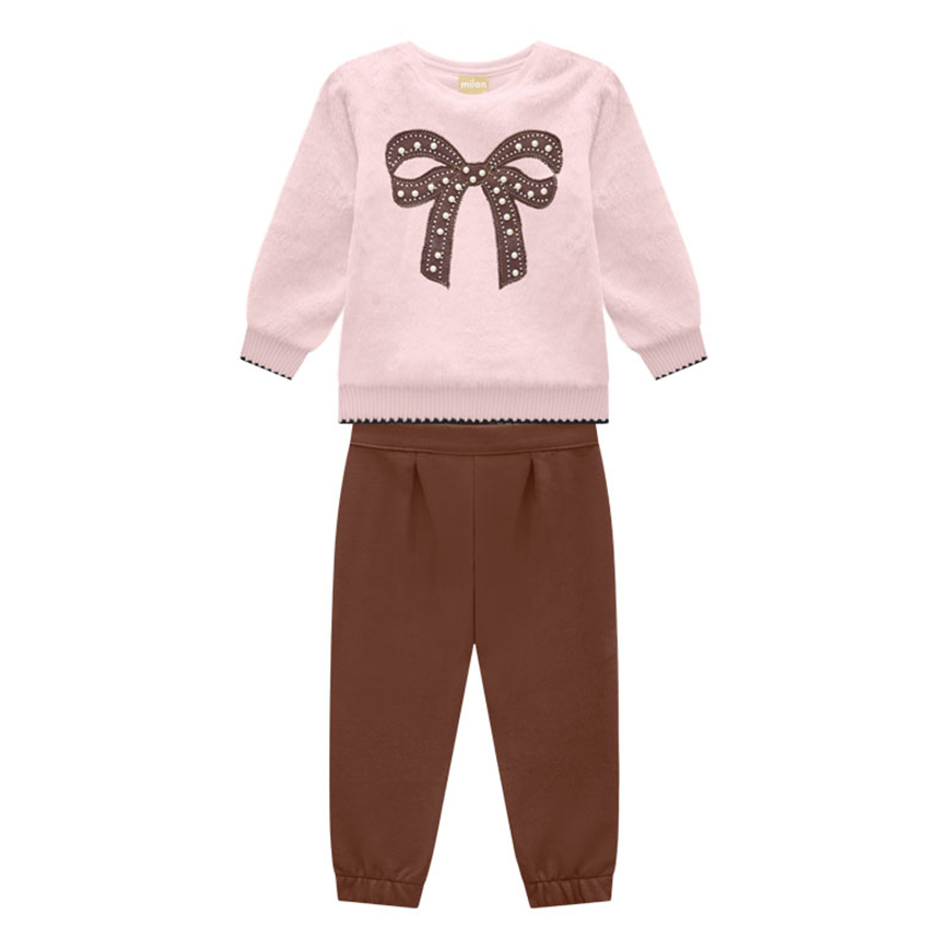Conjunto Infantil Milon Blusão Bordado Laço e Calça Conjunto Infantil Milon Blusão Bordado Laço e Calça