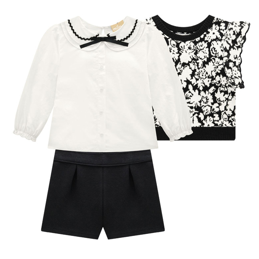 Conjunto Infantil Milon Camisa, Colete Tricot e Short