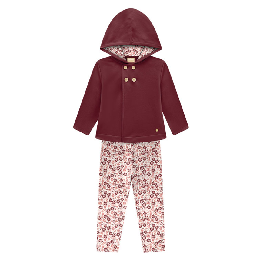 Conjunto Infantil Milon Casaco E Legging Estampa Floral