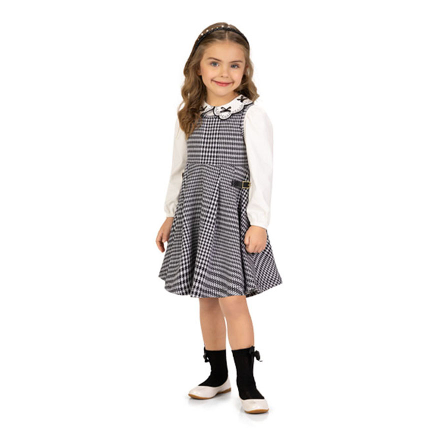 Vestido Infantil Milon Xadrez e Blusa em Cotton