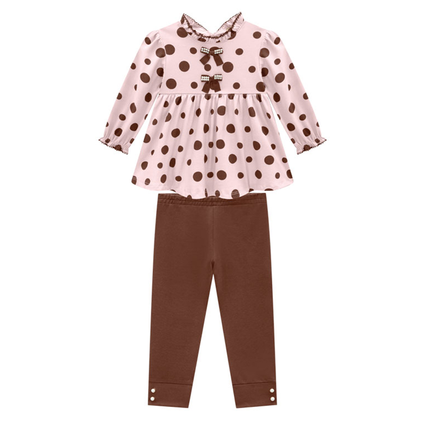 Conjunto Infantil Milon Blusa Manga Longa Poá e Legging
