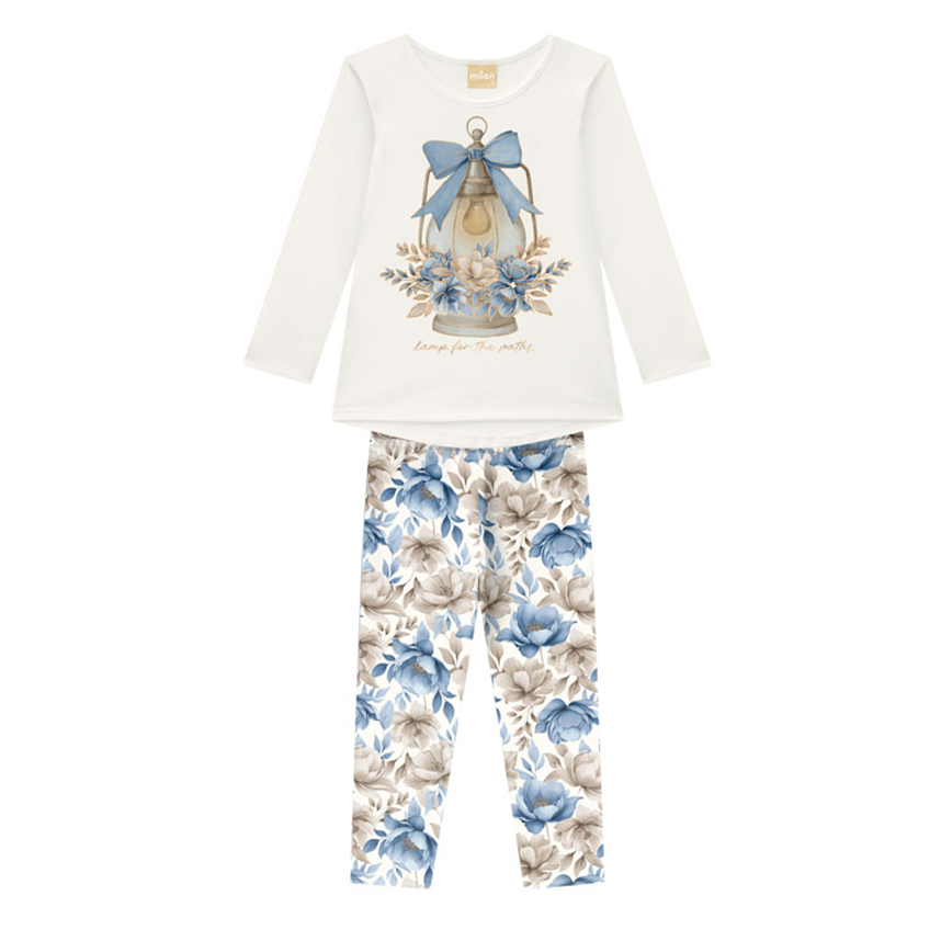 Conjunto Infantil Milon Blusa Manga Longa e Legging Floral