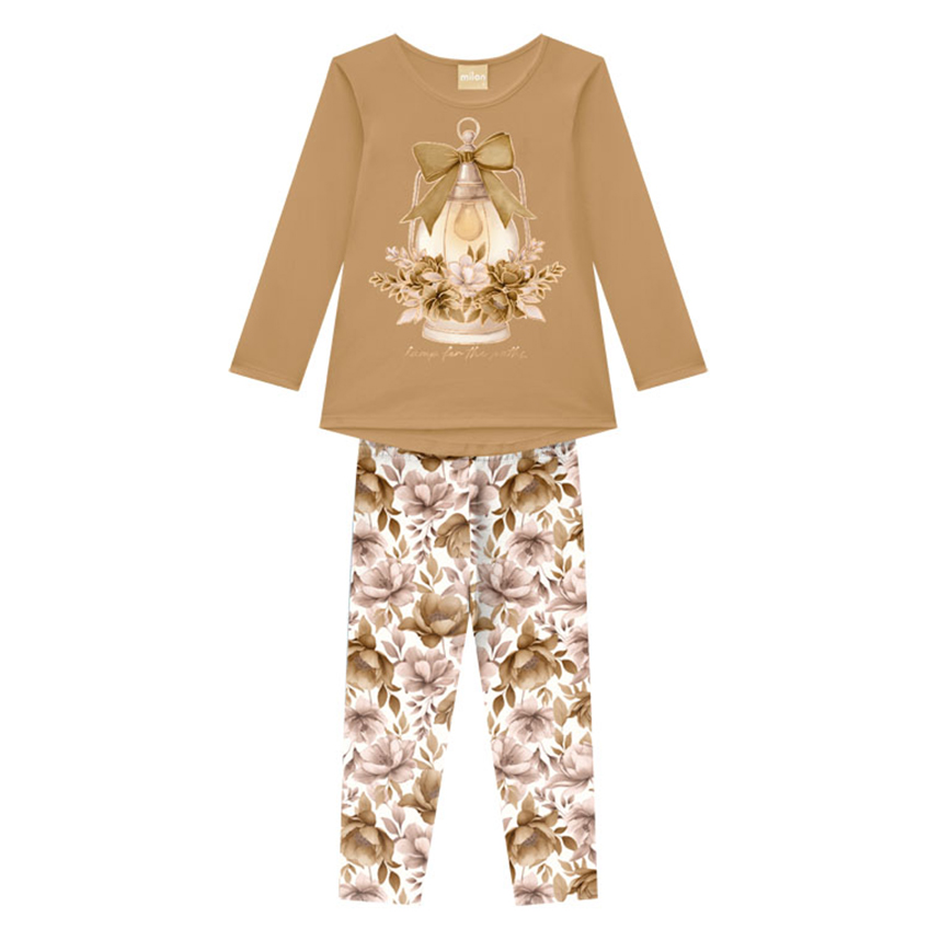 Conjunto Infantil Milon Blusa Manga Longa e Legging Floral