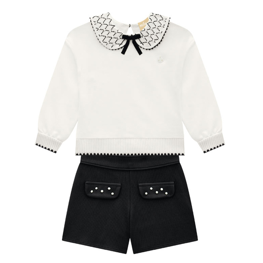 Conjunto Infantil Milon Blusão Gola Laço e Short