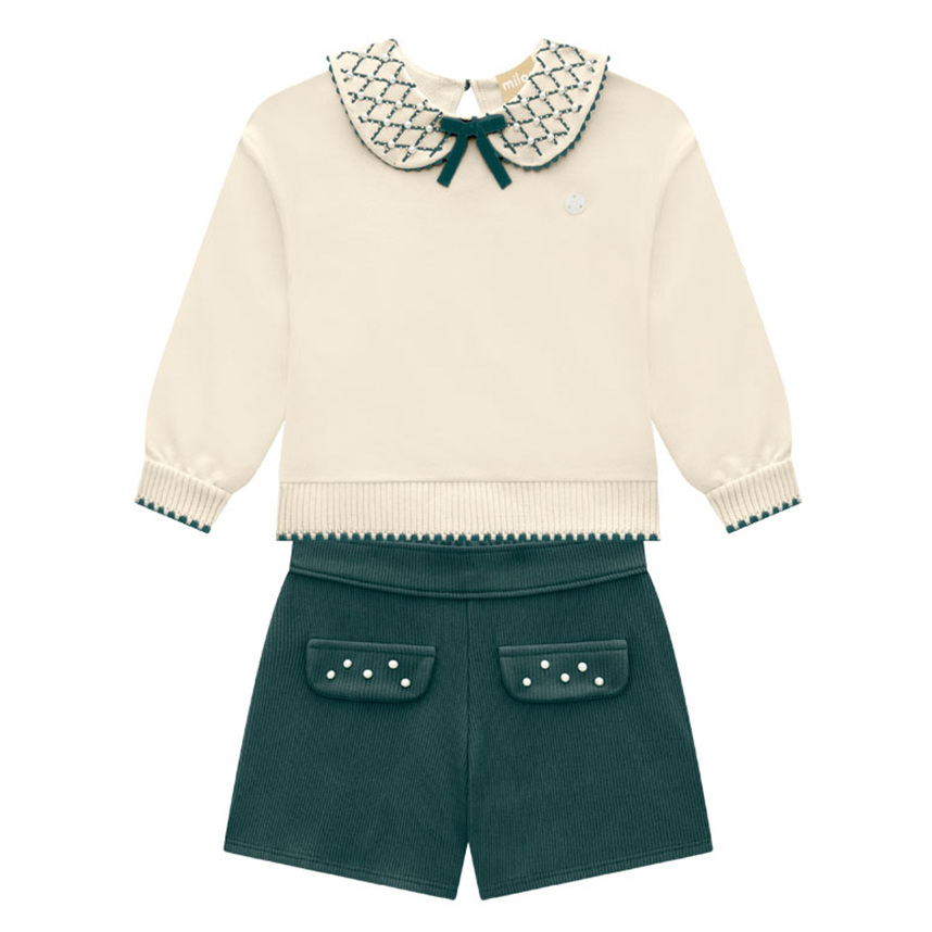 Conjunto Infantil Milon Blusão Gola Laço e Short