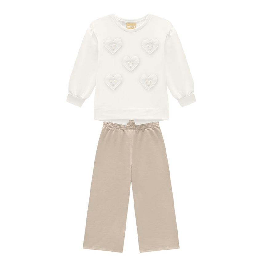 Conjunto Infantil Milon Blusão Bordado Coração e Calça