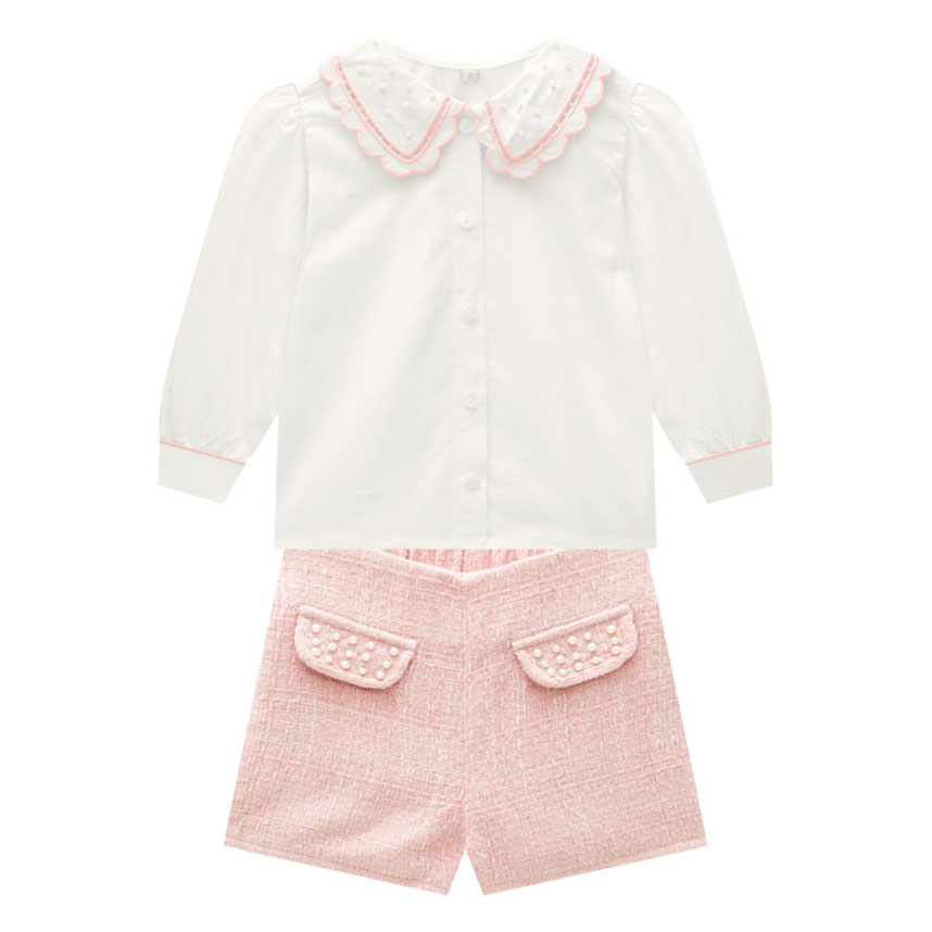 Conjunto Infantil Milon Camisa Gola com Pérolas e Short