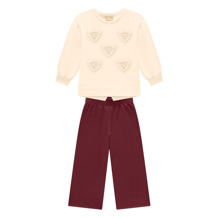 Conjunto Juvenil Milon Blusão Bordado Coração e Calça