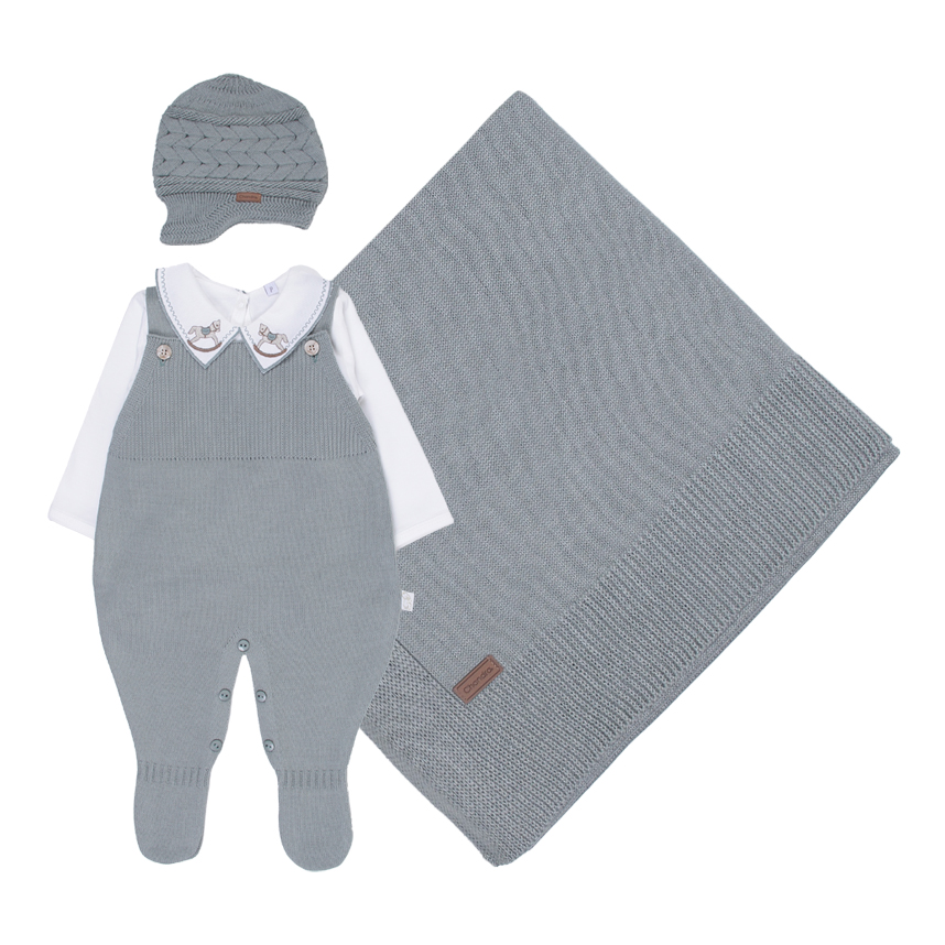 Saída Maternidade Chandra Bordado Cavalinho 4 Peças