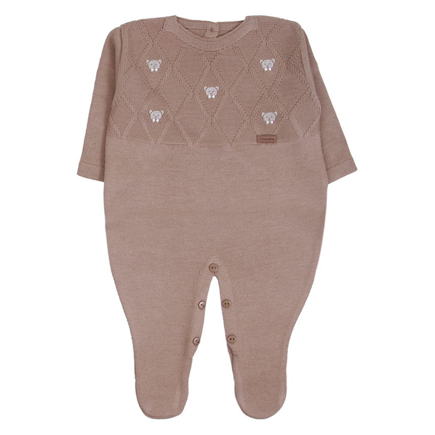 Saída Maternidade Chandra Tricô Bordado Urso 3 Peças