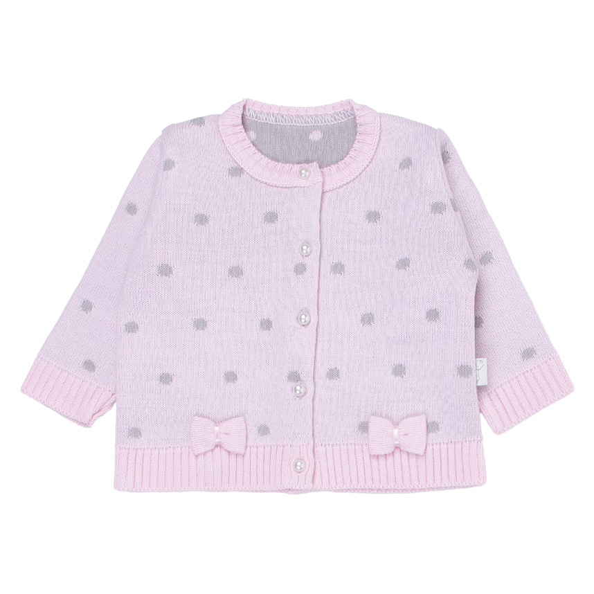 Conjunto Bebê Chandra Casaco Poá E Calça Em Tricô