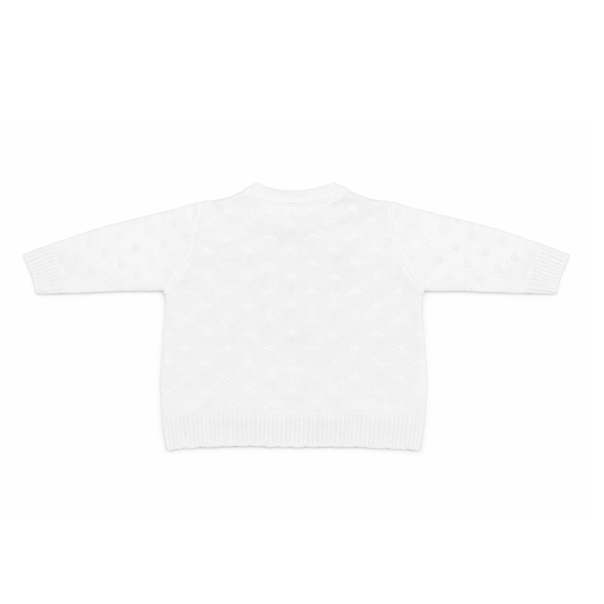 Casaco Bebê Chandra Tricô Aplique Laços E Pérolas