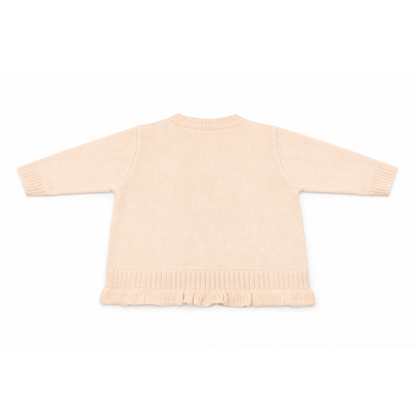 Casaco Bebê Chandra Tricô Aplique Laços E Babado