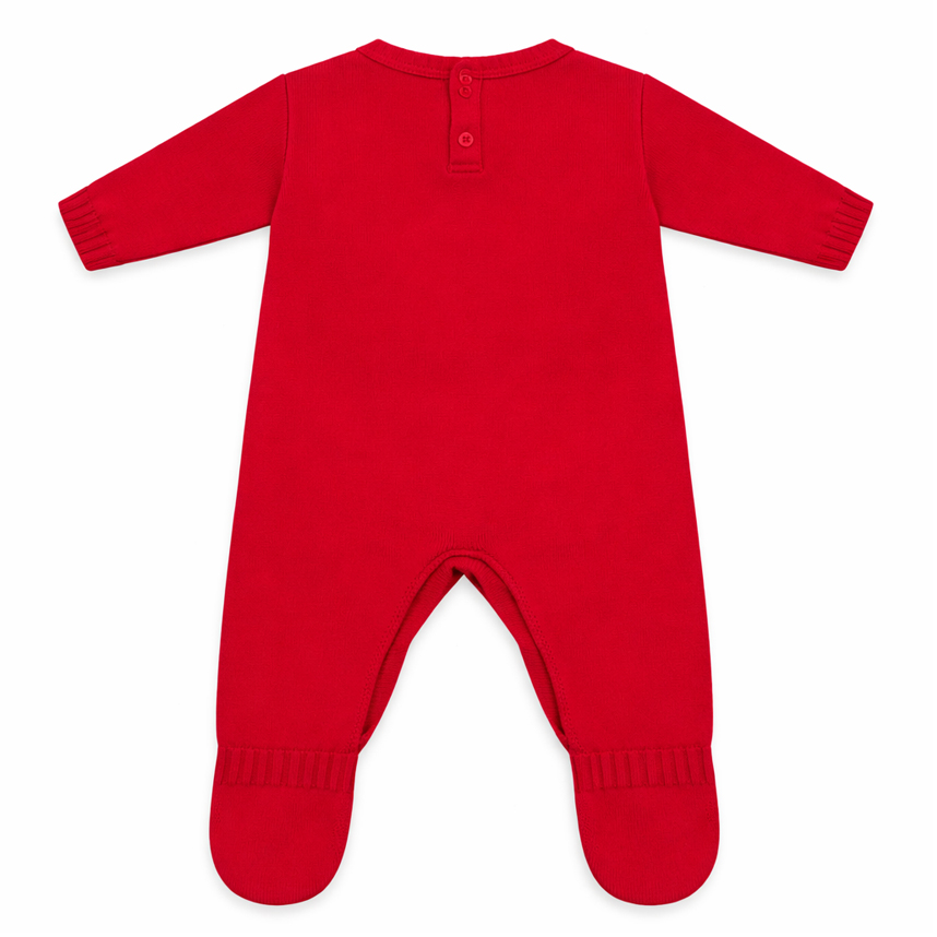 Macacão Longo Bebê Chandra Aplique Pérolas E Laços Em Tricô