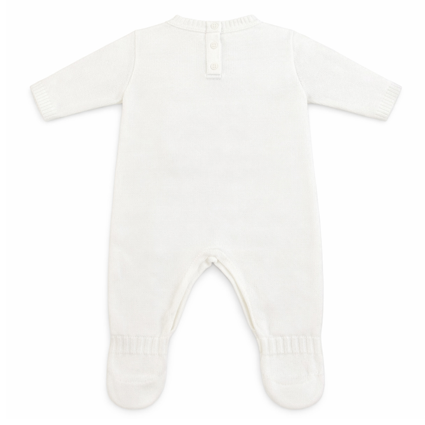 Macacão Longo Bebê Chandra Bordado Coração E Laços Tricô