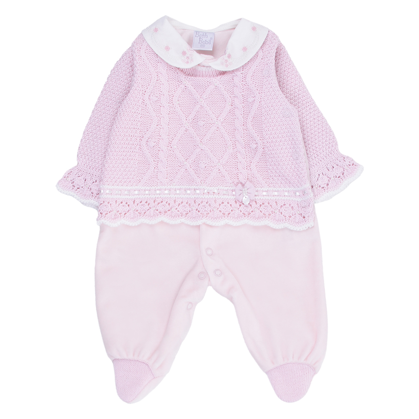 Saída Maternidade Beth Bebê Gola Bordada Flores 2 Peças