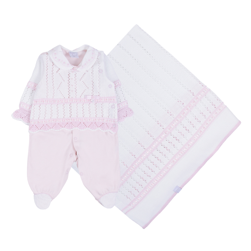 Saída Maternidade Beth Bebê Bordado Com Fita 2 Peças