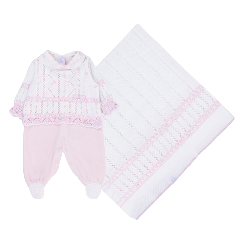 Saída Maternidade Beth Bebê Bordado Com Fita 2 Peças