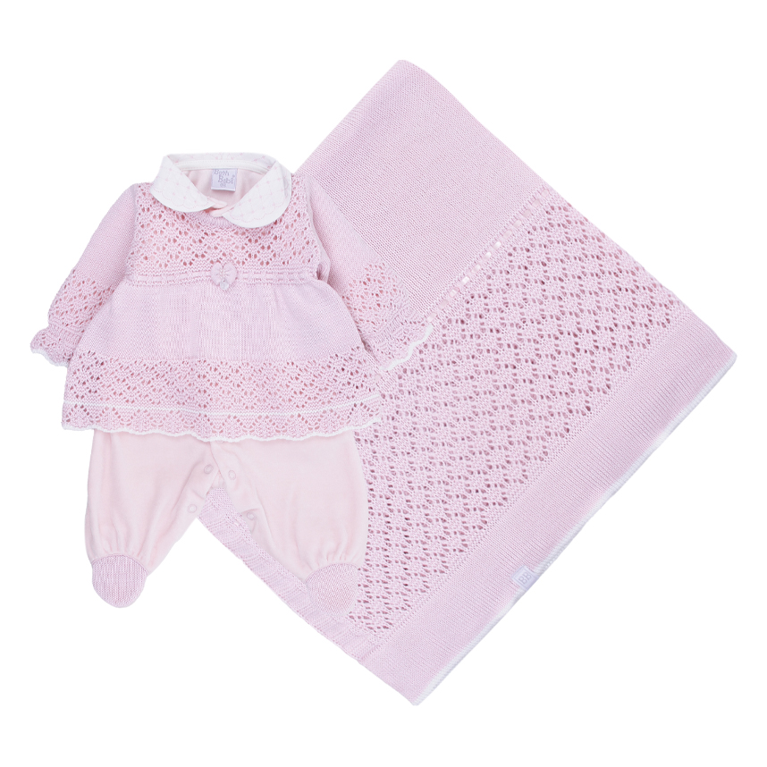 Saída Maternidade Beth Bebê Vestido Tricô 3 Peças