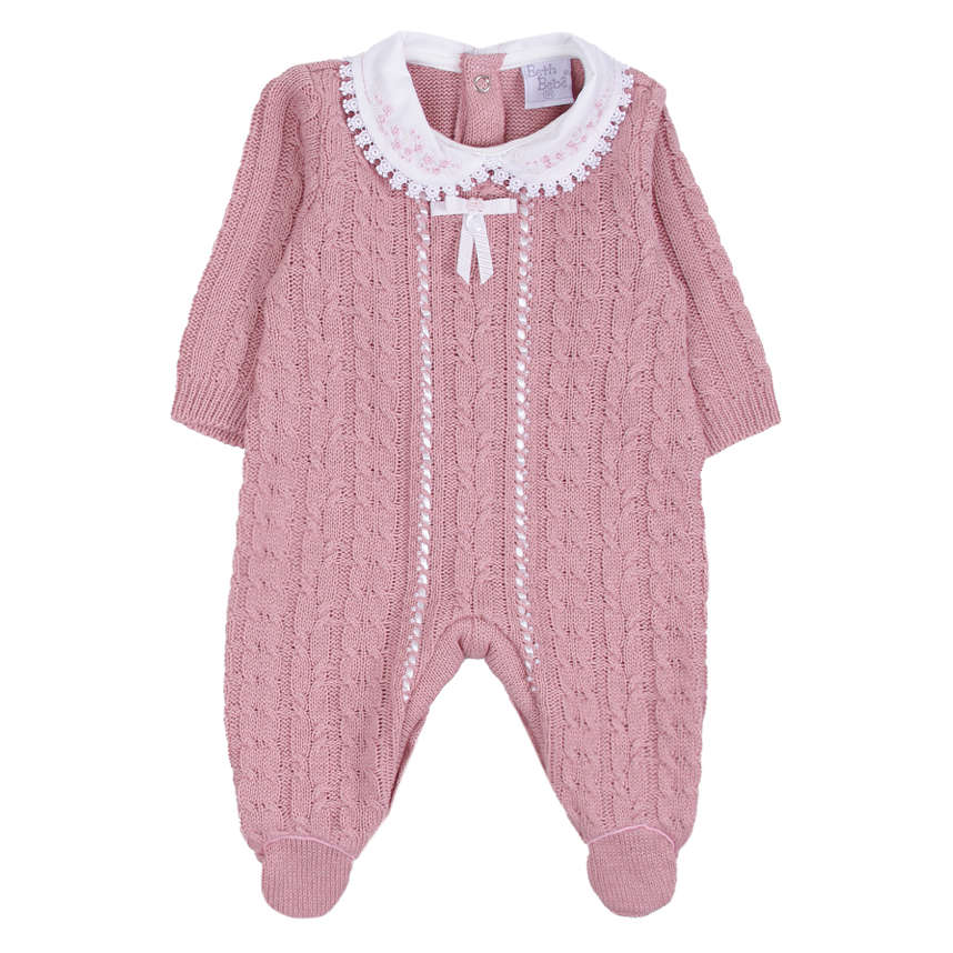 Saída Maternidade Beth Bebê Tricô Gola Bordado 2 Peças