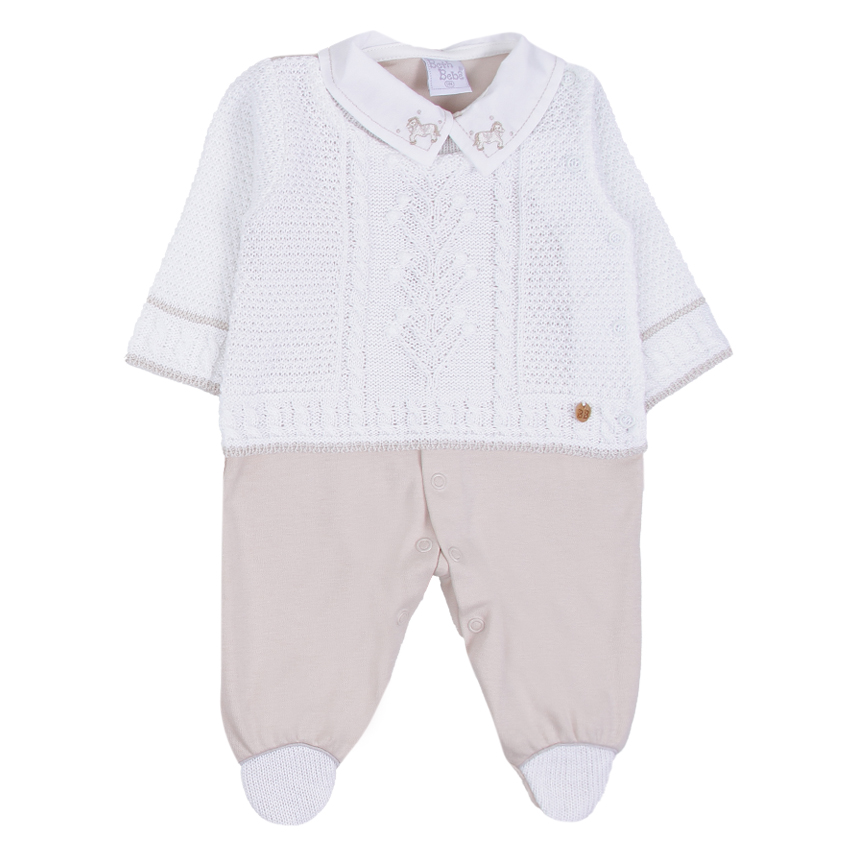 Saída Maternidade Beth Bebê Gola Bordado Cavalo 2 Peças