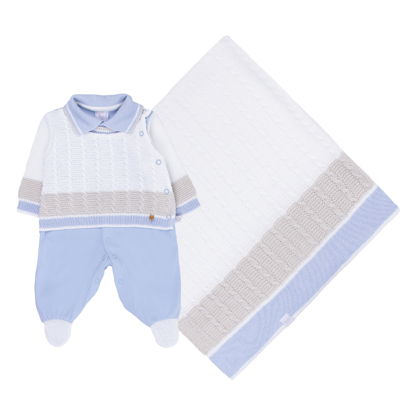 Saída de Maternidade Beth Bebê Tricô Trabalhado 2 Peças