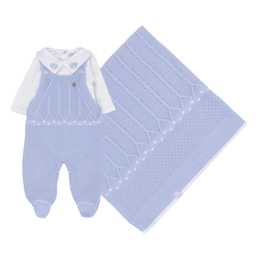 Saída de Maternidade Beth Bebê Tricô Bordado Cavalo 3 Peças