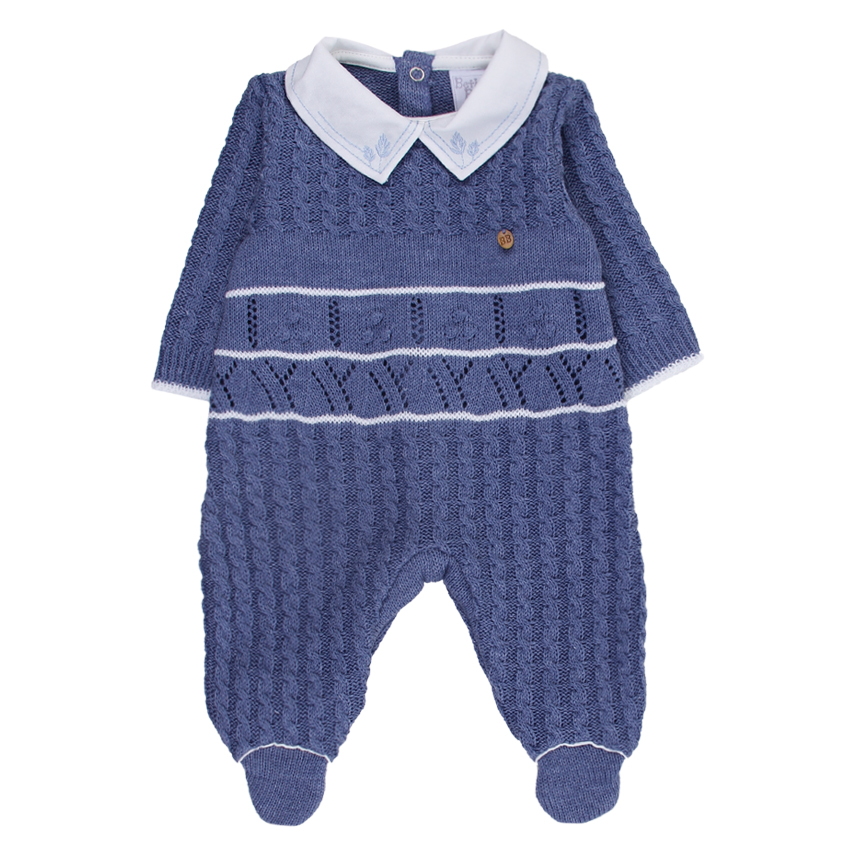 Saída Maternidade Beth Bebê Tricô Bordado Brasão 2 Peças