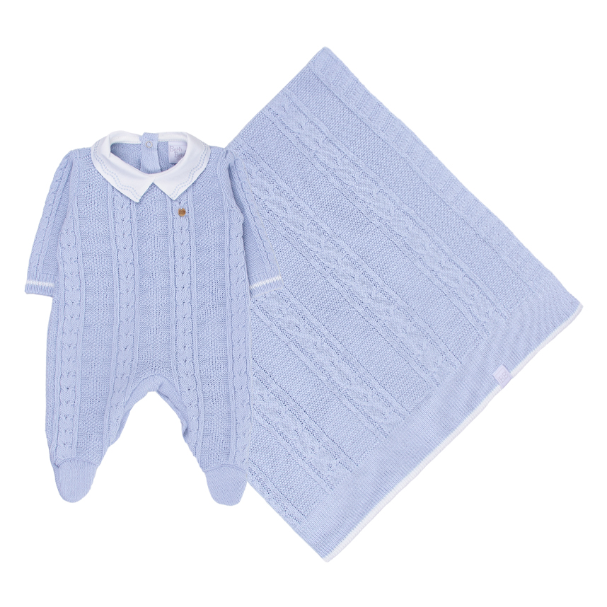 Saída Maternidade Beth Bebê Tricô Trança 2 Peças