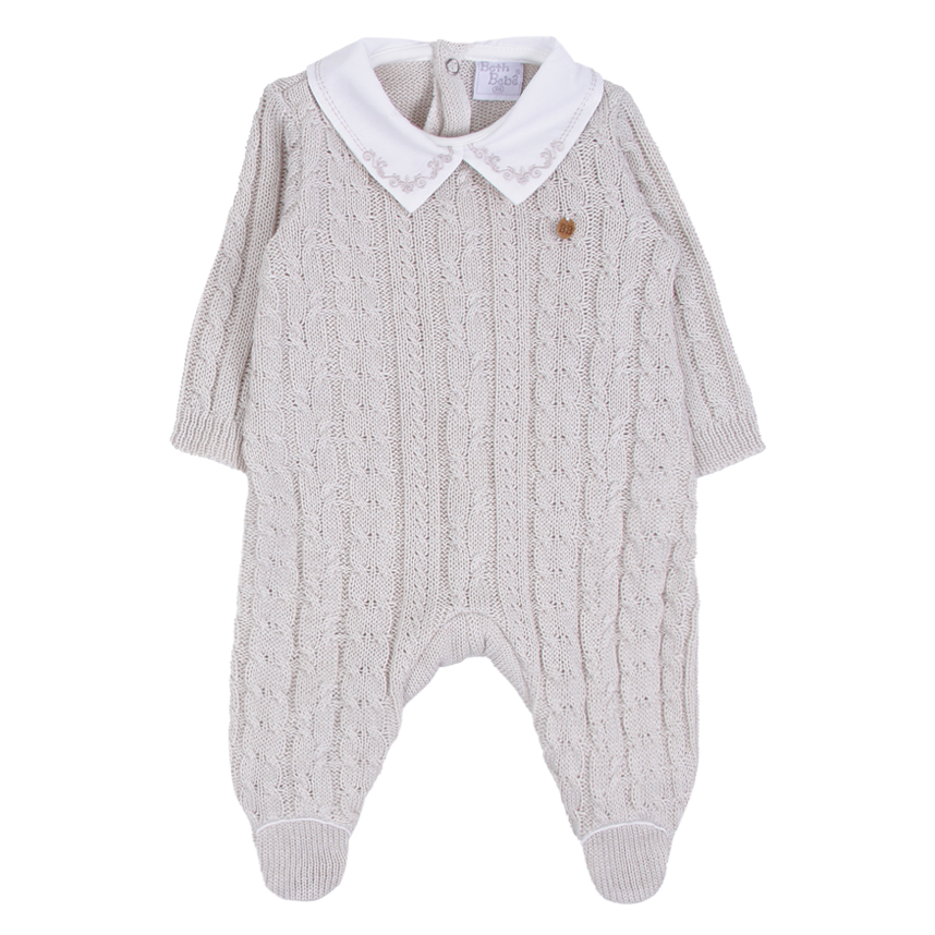 Saída Maternidade Beth Bebê Tricô Gola Bordada Tricô 2 Peças