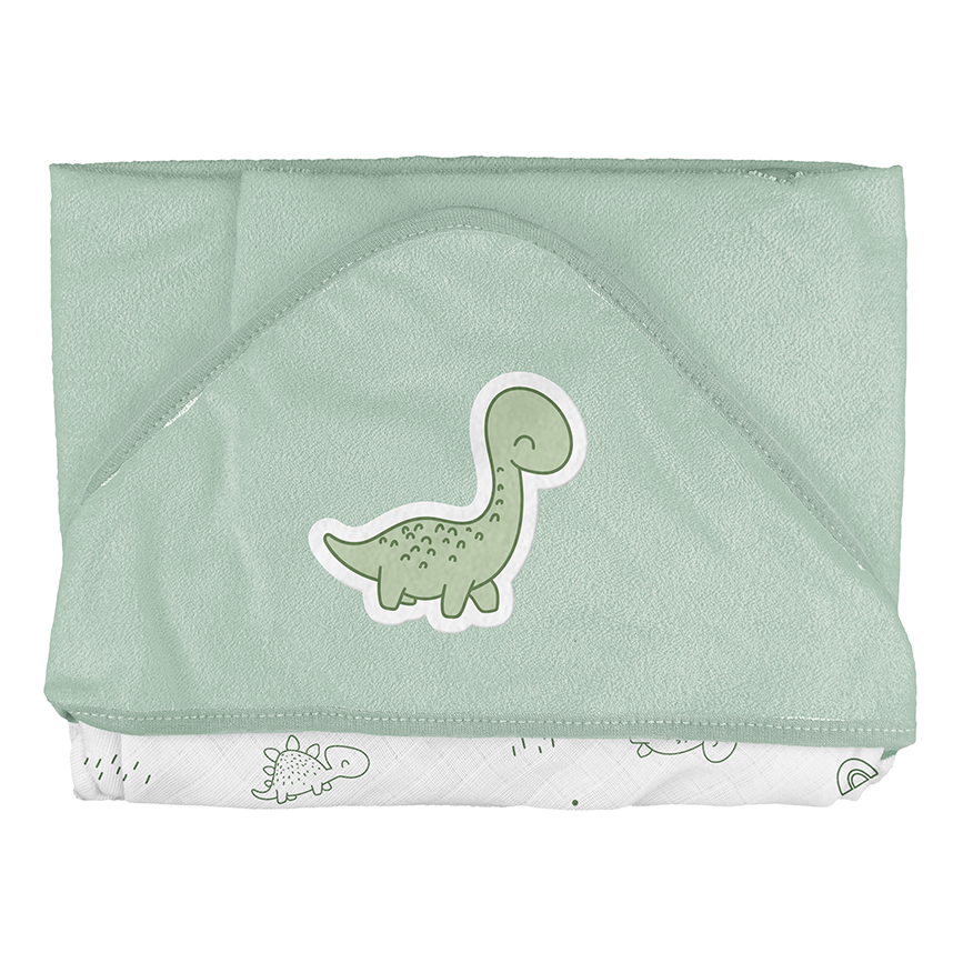 Toalha com Capuz de Canto Bebê Bublim Estampa Dinossauro