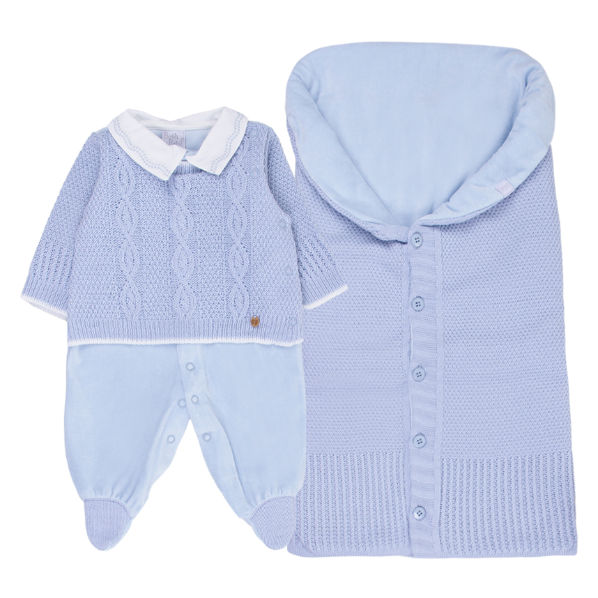 Saída Maternidade Beth Bebê Tricô Trabalhado 2 Peças