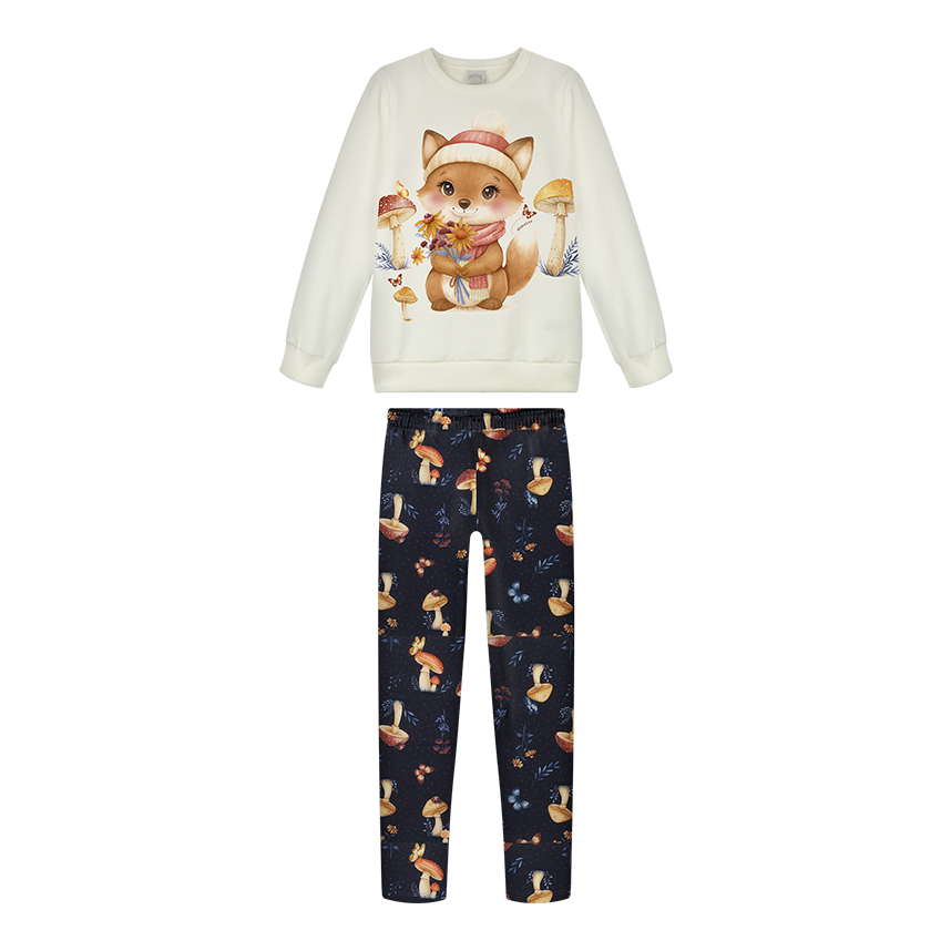Conjunto Infantil Alakazoo Blusa Estampa Raposa E Calça