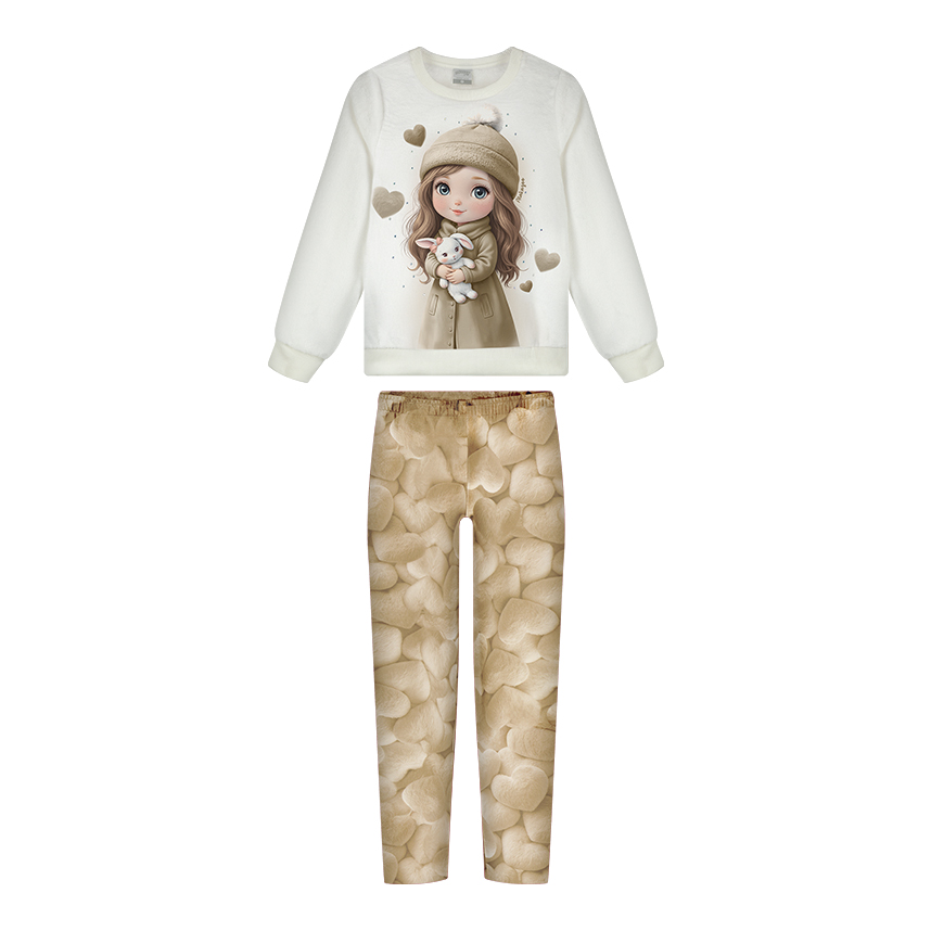 Conjunto Infantil Alakazoo Blusa Pêlo Estampa Menina E Calça