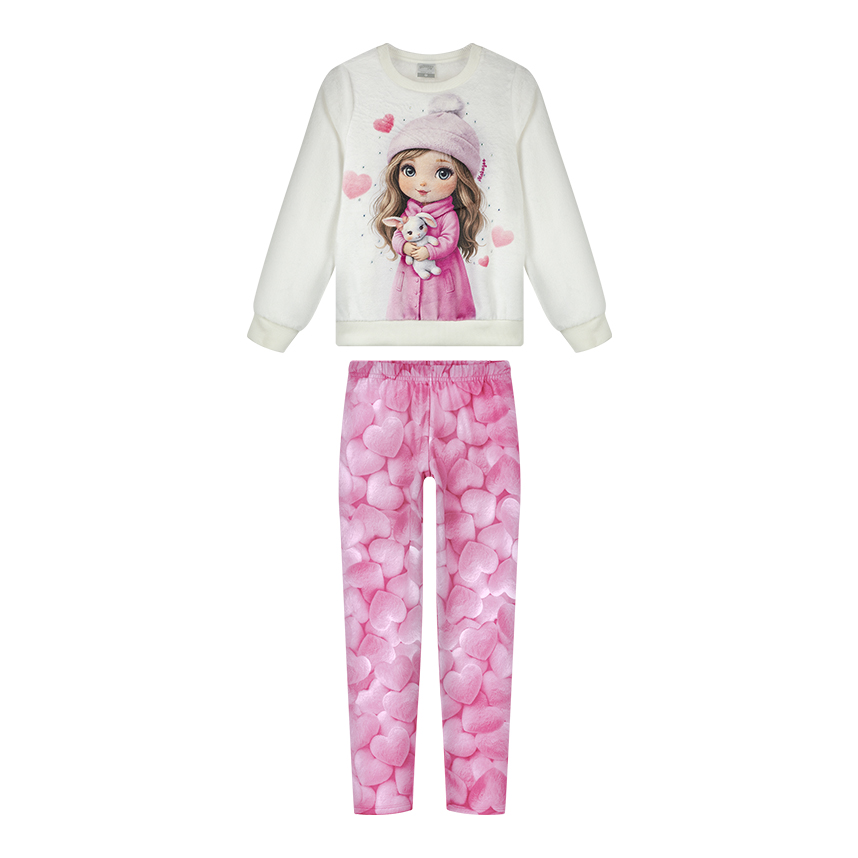 Conjunto Infantil Alakazoo Blusa Pêlo Estampa Menina E Calça