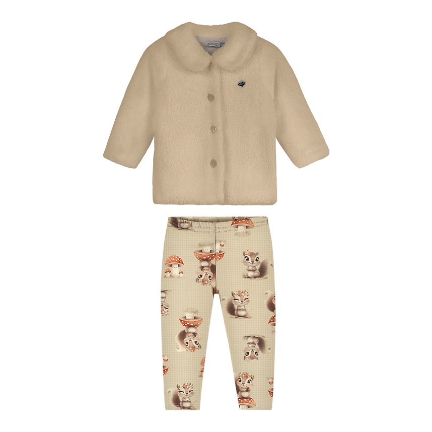 Conjunto Bebê Alakazoo Casaco Pêlo E Calça Legging