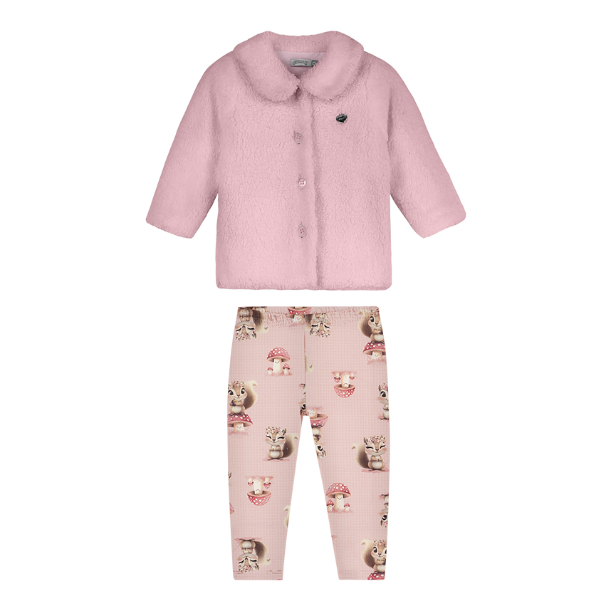 Conjunto Bebê Alakazoo Casaco Pêlo E Calça Legging