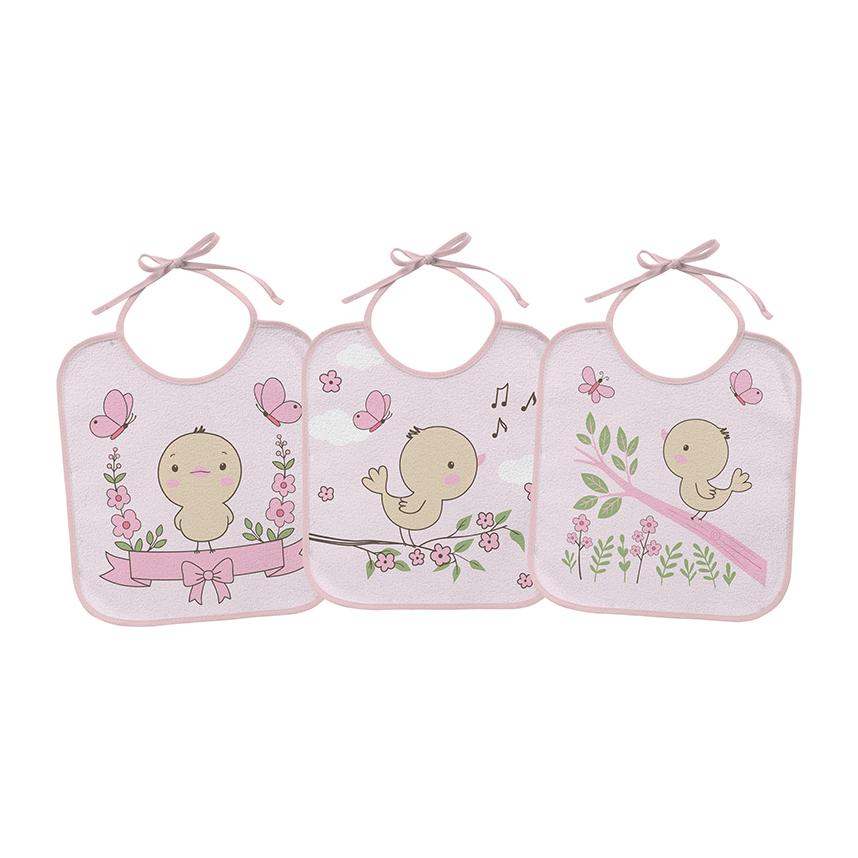 Kit Babador Felpudo Bercinho Estampa Passarinha 3 Peças