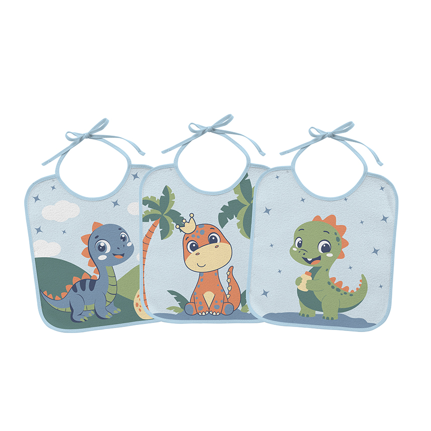 Kit Babador Felpudo Bercinho Estampa Dinossauro 3 Peças