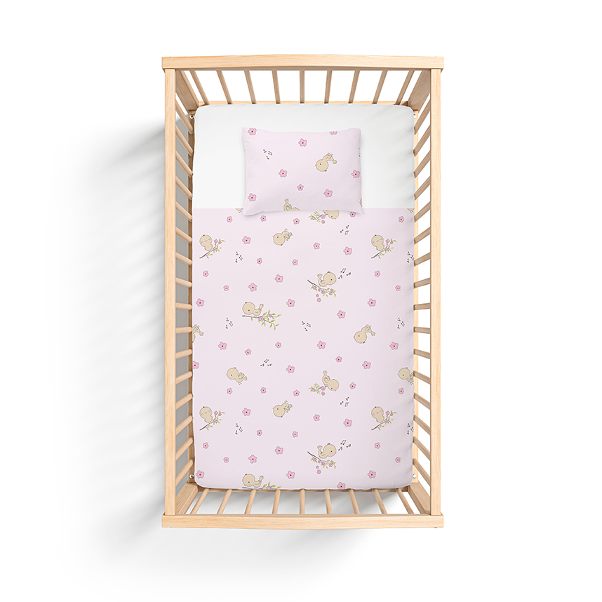 Jogo de Lençol Berço Americano Bercinho Passarinha 3 Peças