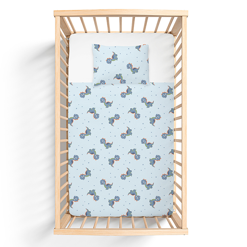 Jogo de Lençol Berço Americano Bercinho Dino 3 Peças