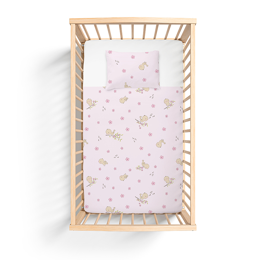 Jogo de Lençol Berço Convencional Bercinho Pássaro 2 Peças